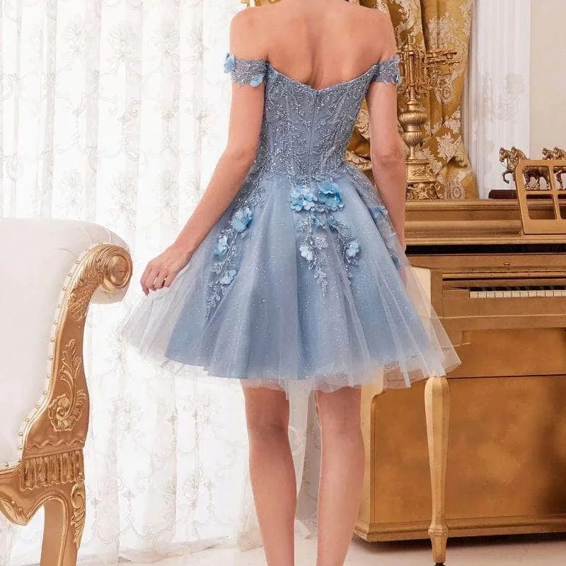 Tulle heart-shaped lead dance gown off-the-shoulder knee-length Evening gown Applique Graduation cocktail dress