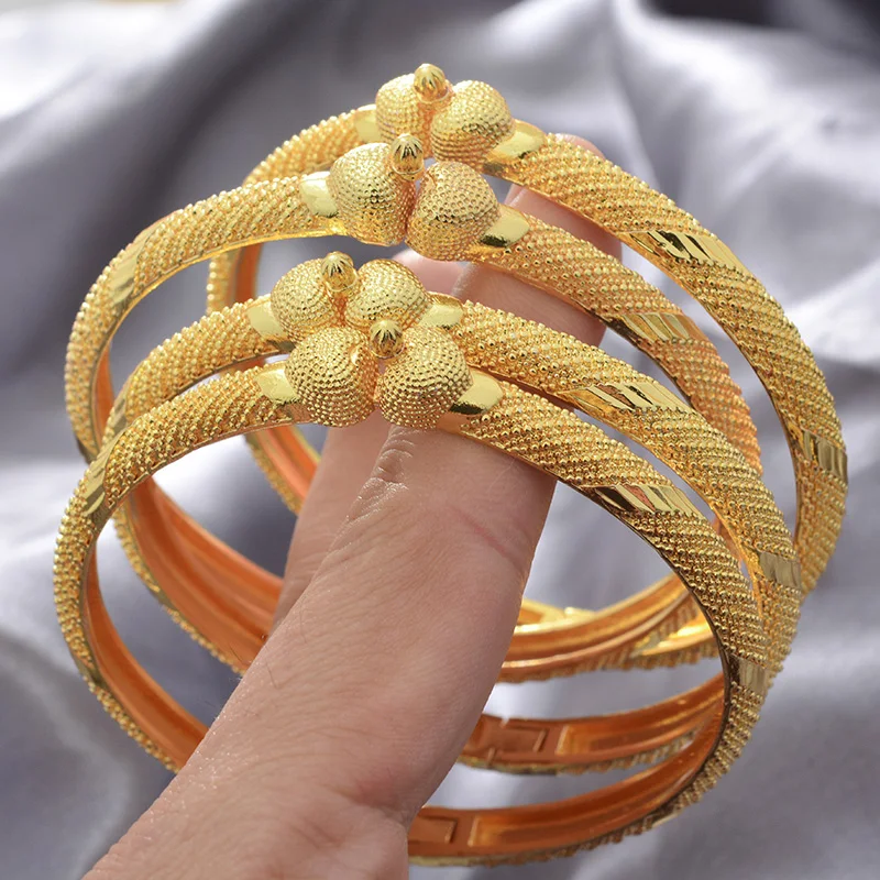 

Gold Color Bracelets Ethiopian Middle East Dubai bangles for Women Wedding Jewelry African Gifts