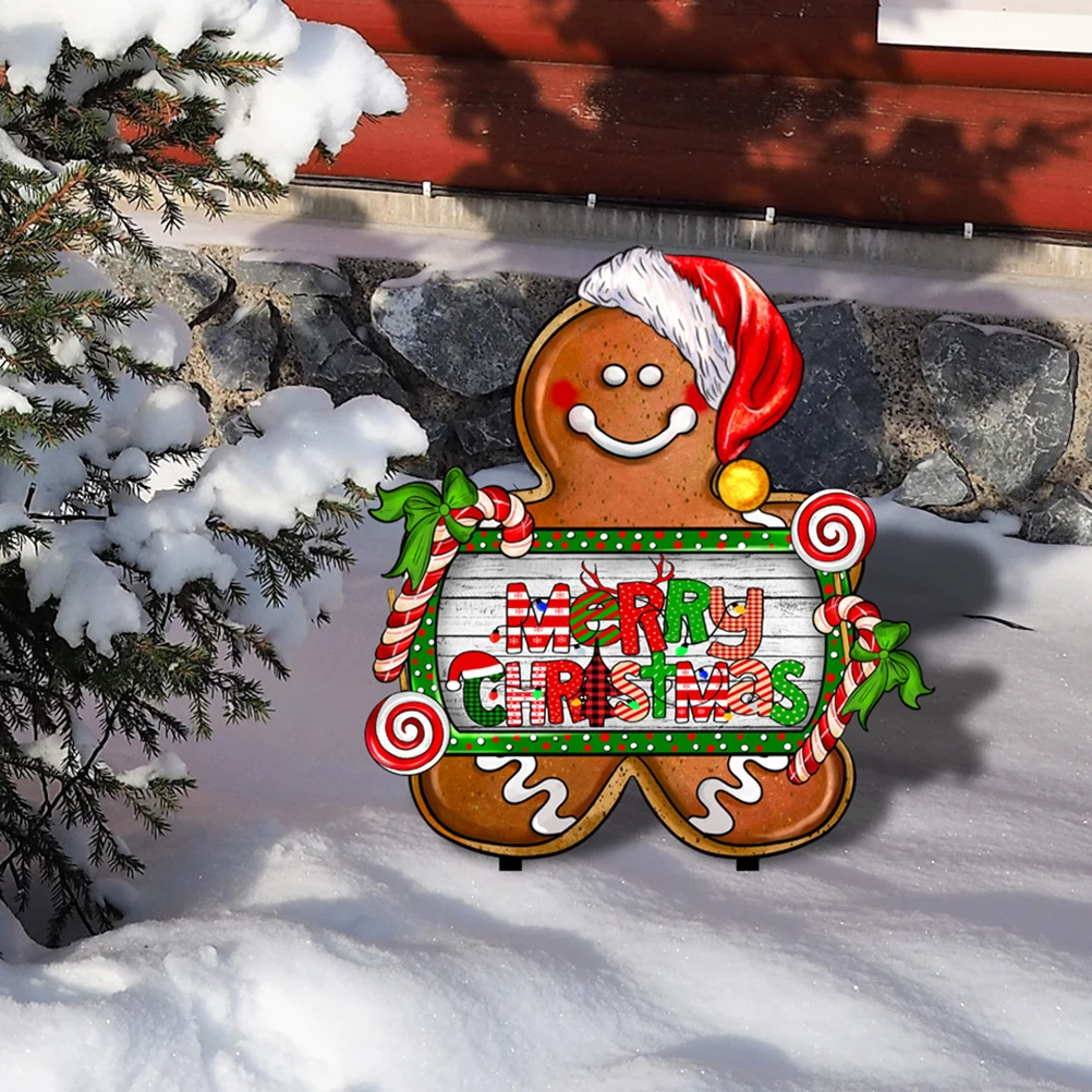 

Gingerbread Man Decoration Card Insert Decorations Outdoor Yard Stakes Signs Cutout Christmas
