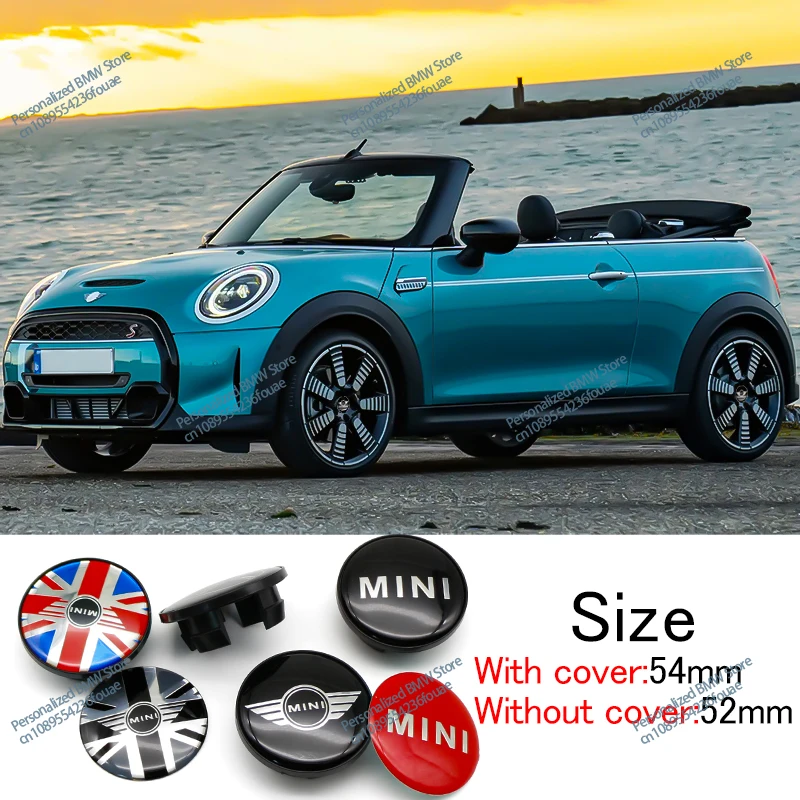 4Pcs 52mm wheel hub sticker 54mm hub cap car wheel center hub cap badge For Mini Cooper One S JCW Countryman R56 R50 R53 R55 R57