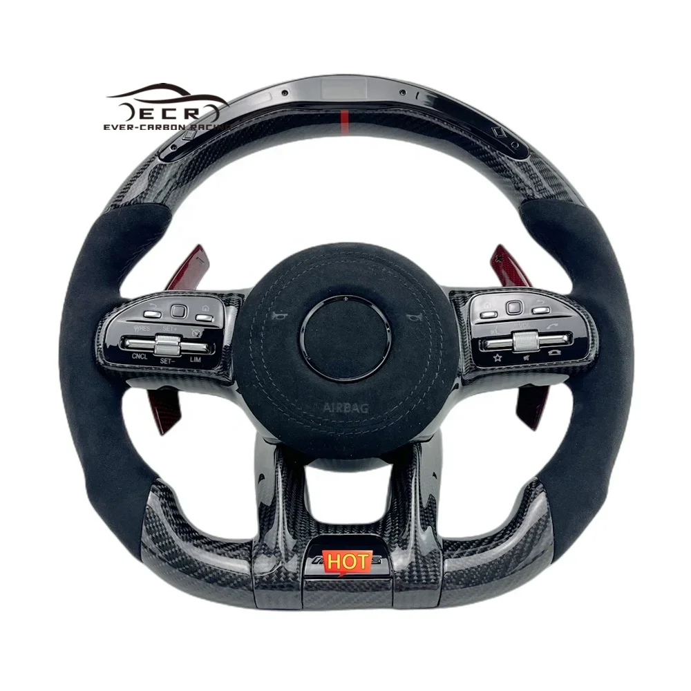 Ever-Carbon Racing ECR Custom Design Old To New LED Carbon Fiber Steering Wheel For Mercedes Benz AMG CLS 63 Steering Wheel