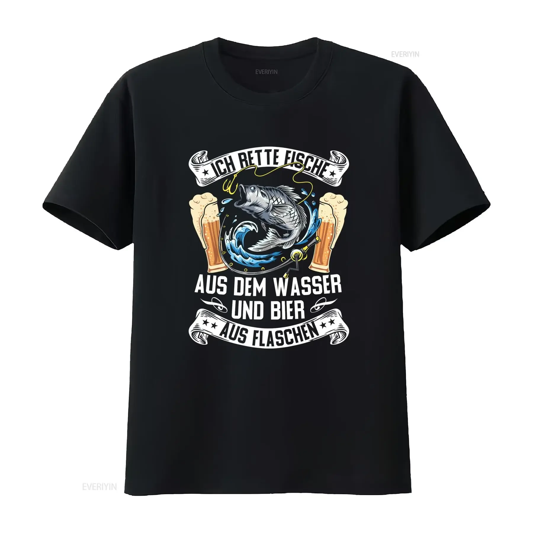 T-shirt vintage pour homme, motif pêche et bière, design « Je sauve les poissons de l'eau », respirant, coupe confortable