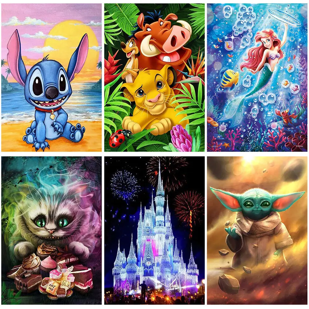 

Disney 5D DIY Diamond Painting Cartoon The Lion King Cheshire Cat Embroidery Kit Full Round Mosaic Animal Home Decoration Gift