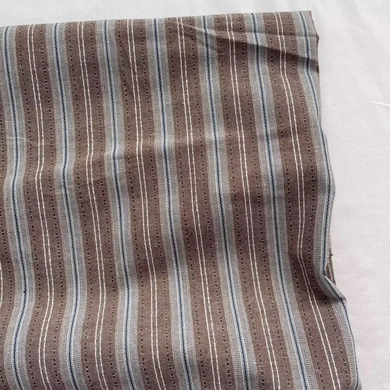 

Brown Cotton Cloth For Clothing Shirt Skirt Handmade DIY Striped Fabric