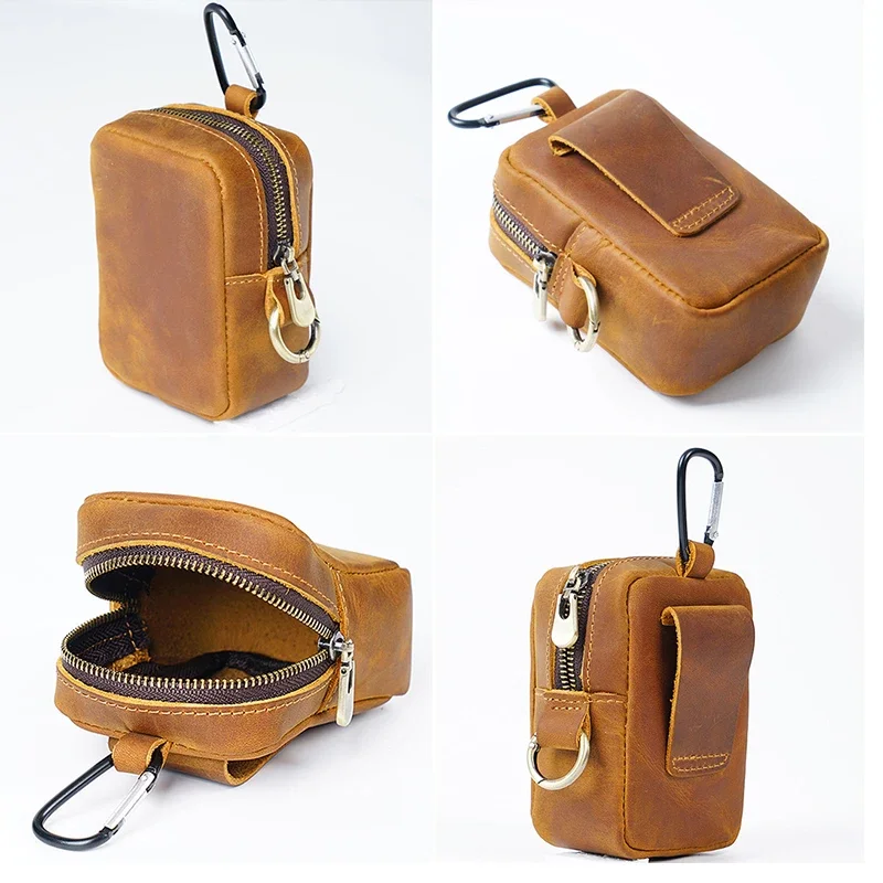 Marsupio marsupio da uomo cintura in vera pelle marsupio tipo chiusura gamba Hip Pack per uomo portasigarette custodia Outdoor Pouch