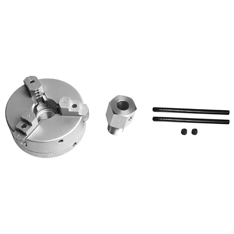 

ABAH-For Lathe Bench Grinder Mini Three Jaw Chuck For Electric Drill Aluminum Alloy Self Centering Woodworking Turning Tool