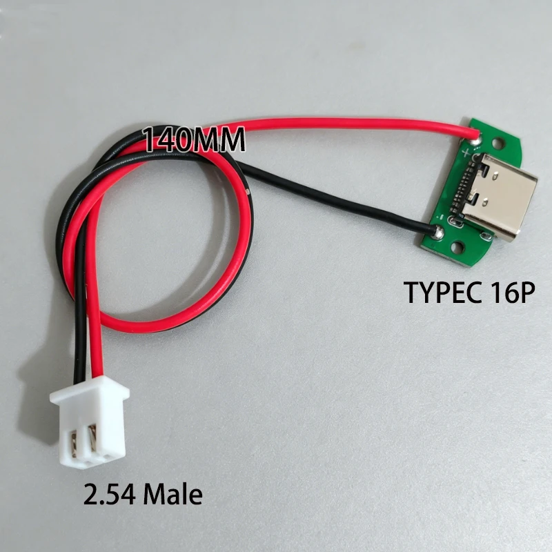Cltgxdd 1 Stück USB-Typ-C-Buchsenadapterplatine 16P, nur zum Laden von 5V 3A, mit PH1.25/2.0/2.54mm Anschlusskabel für DIY-Lademodul – Detail 13