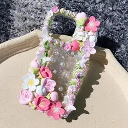 Case For iPhone 13 pro max Summer Peach Flower 3D Handmade case nice transparent 11 12 mini shell 7 8 plus XR XS customized gift