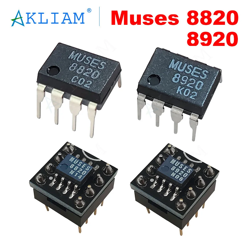 AkLIAM الأصلي JRC Muses8820 Muses8920 Op Amp SOP8 إلى DIP8 مضخم تشغيلي مزدوج عالي الجودة