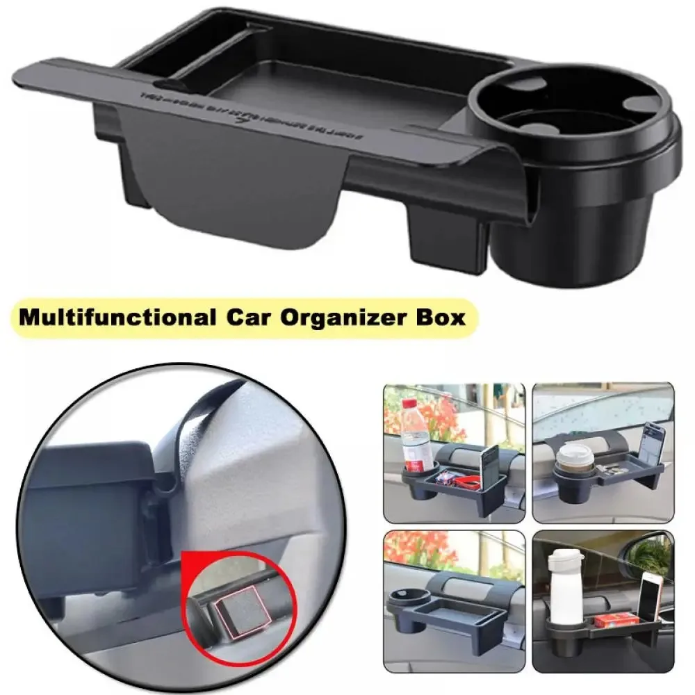 Boîte de rangement de voiture, support de rangement suspendu multifonctionnel avec porte-gobelet, porte-boissons, porte latérale, fenêtre, fente de téléphone pour intérieur de voiture