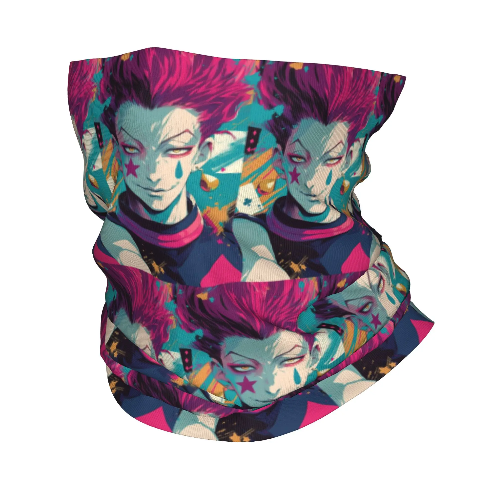 Anime Hisoka Hunter X Hunter Magical Joker Bandana Neck Cover Printed Mask Scarf Headband Hiking Fishing For Men Women Adult