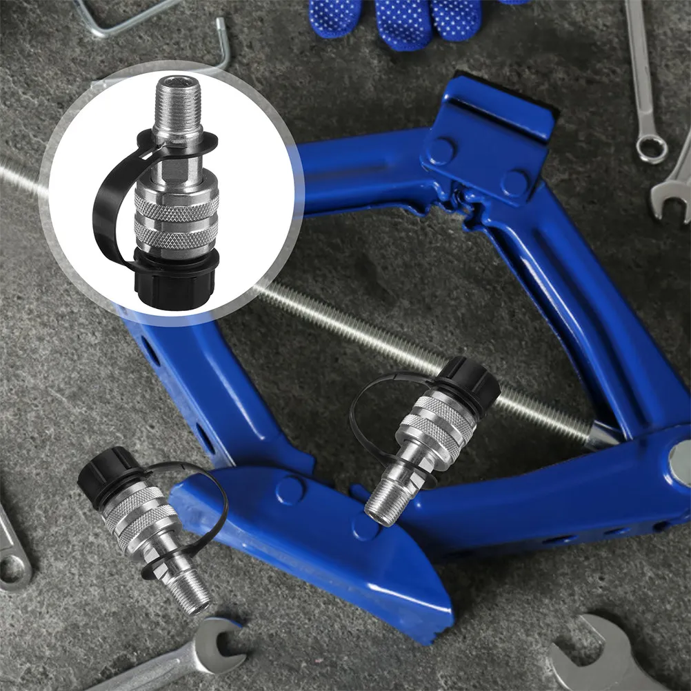 2Pcs Hydraulic Quick Couplers Heavy Duty 3 8Inch High Pressure Quick Release Fittings for Jacks Pump Adapter Dust Cap Included
