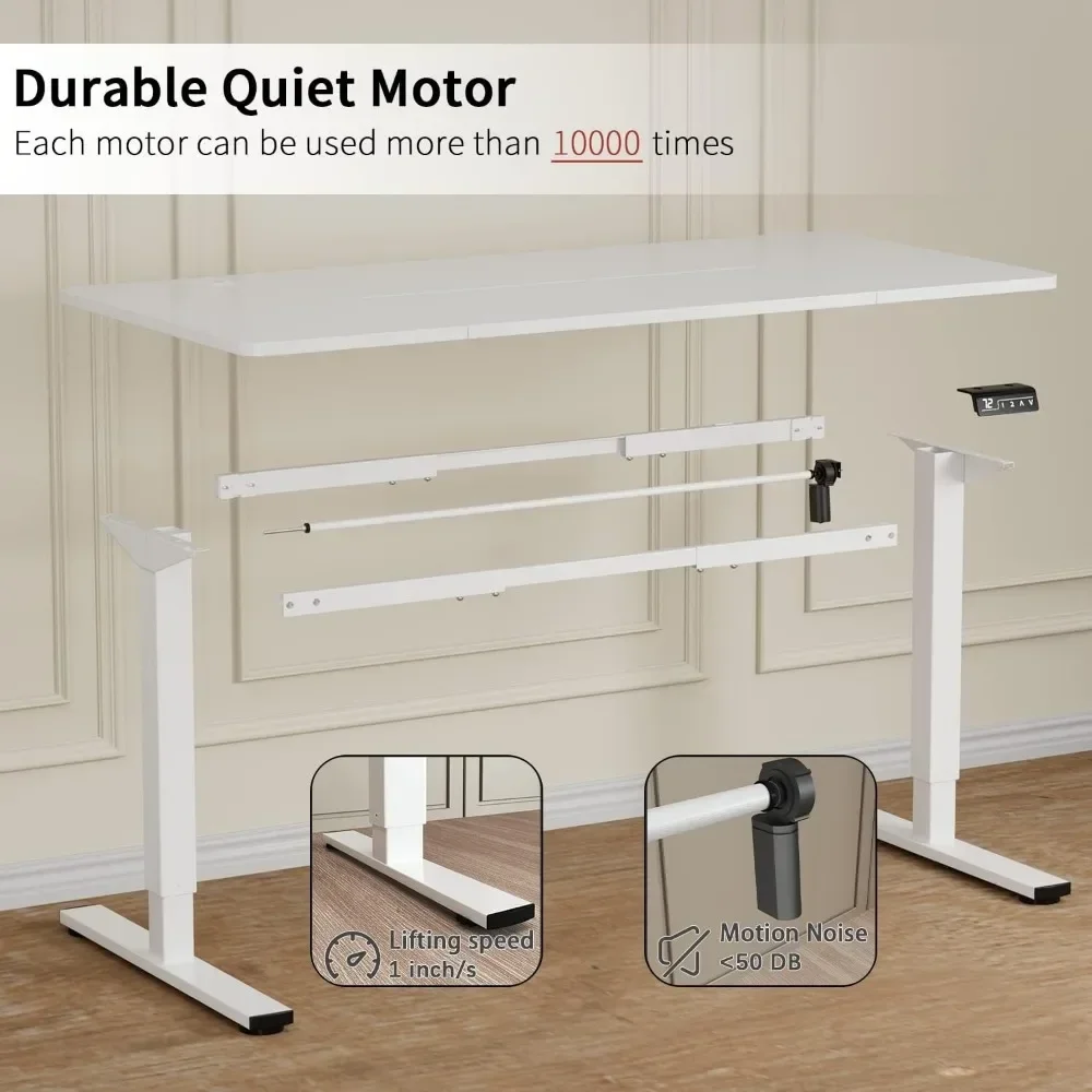 Electric Height Adjustable Standing Desk Large 63 x 24 Inches Sit Stand Up Desk Home Office Computer  Memory Preset