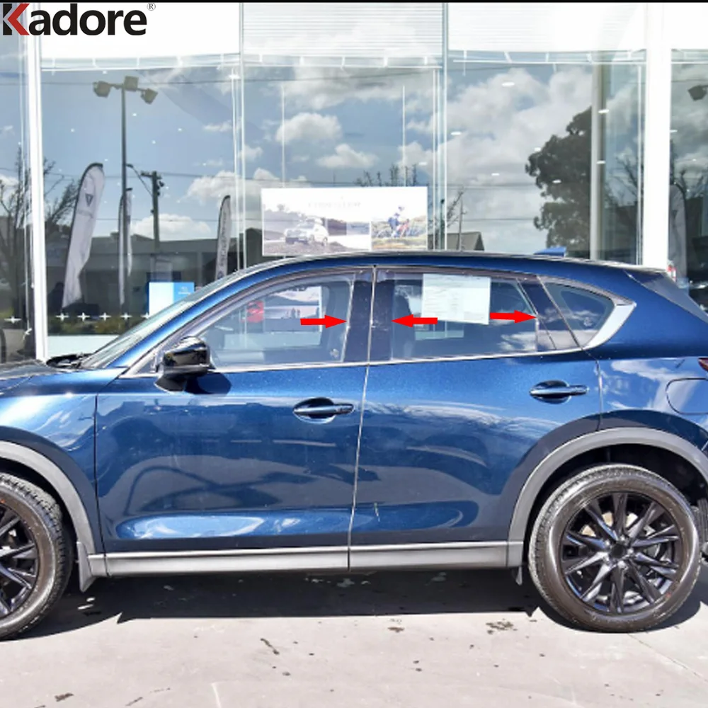 For Mazda CX5 CX-5 2017-2020 2021 2022 2023 2024 Steel Car Window Center Pillar Cover Trims B C Pillars Post Strip Accessories