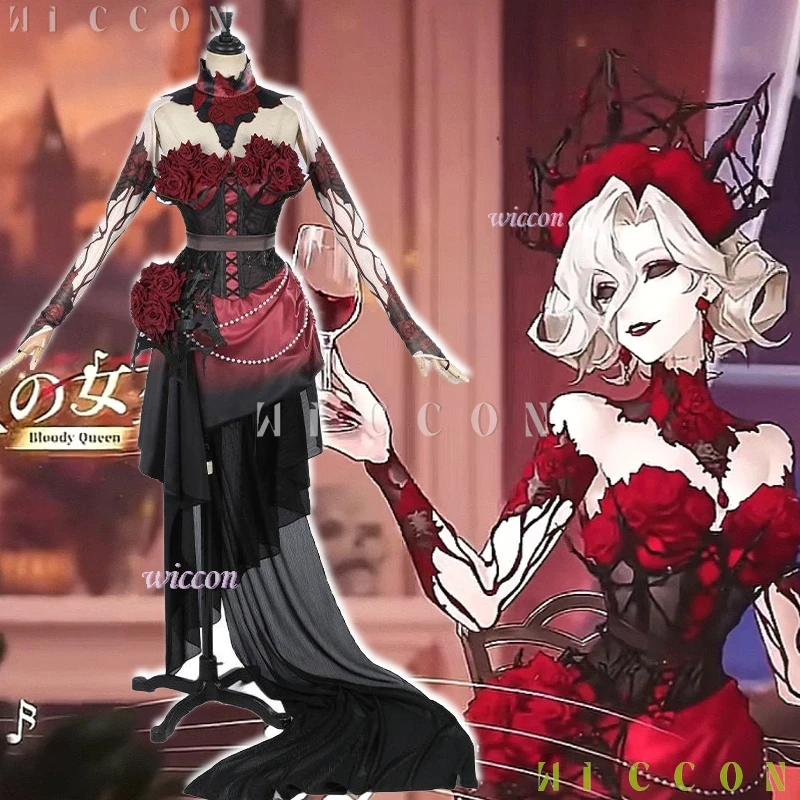 2025 Concerto d'identità Regina sanguinante Cosplay Mary Costume Abito gotico Parrucca di pelle di Halloween Donna Halloween Fancy Masquerade Ba