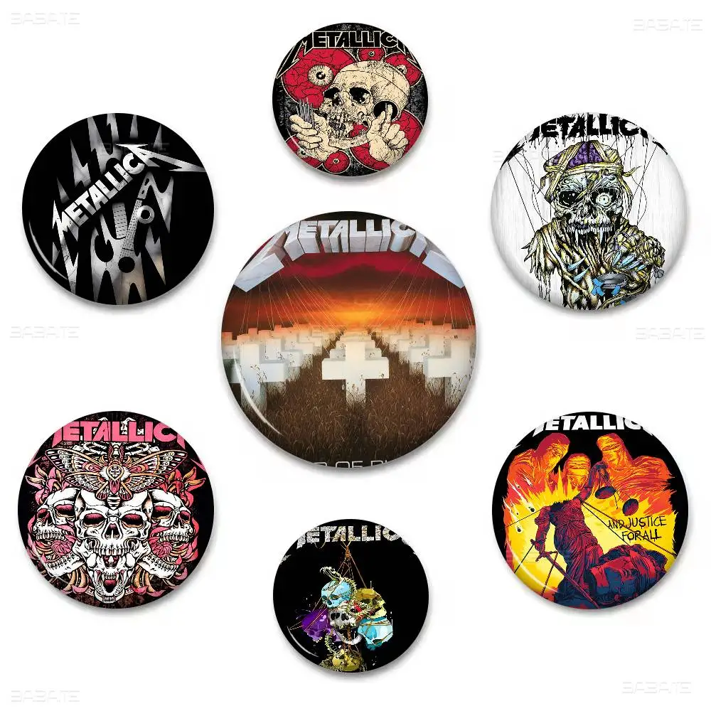 Heavy Band M-Metallica Cartoon Brooches Anime Badge Round Handmade Brooch Lapel Pins Jewelry for Backpack Clothes Gifts