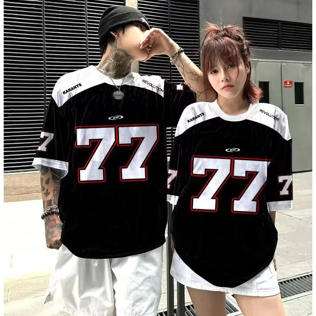 Men's comfortable jersey T-shirt, multi-colored sports style 77 trendy printed jersey