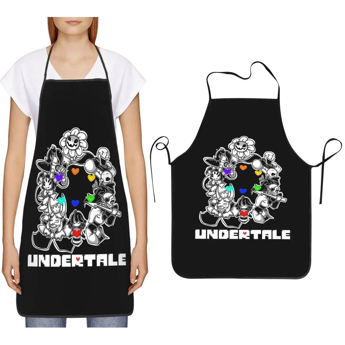 Game Undertale Determination Aprons Chef Cooking Cuisine Tablier Bib Kitchen Cleaning Pinafore for Women Men Painting