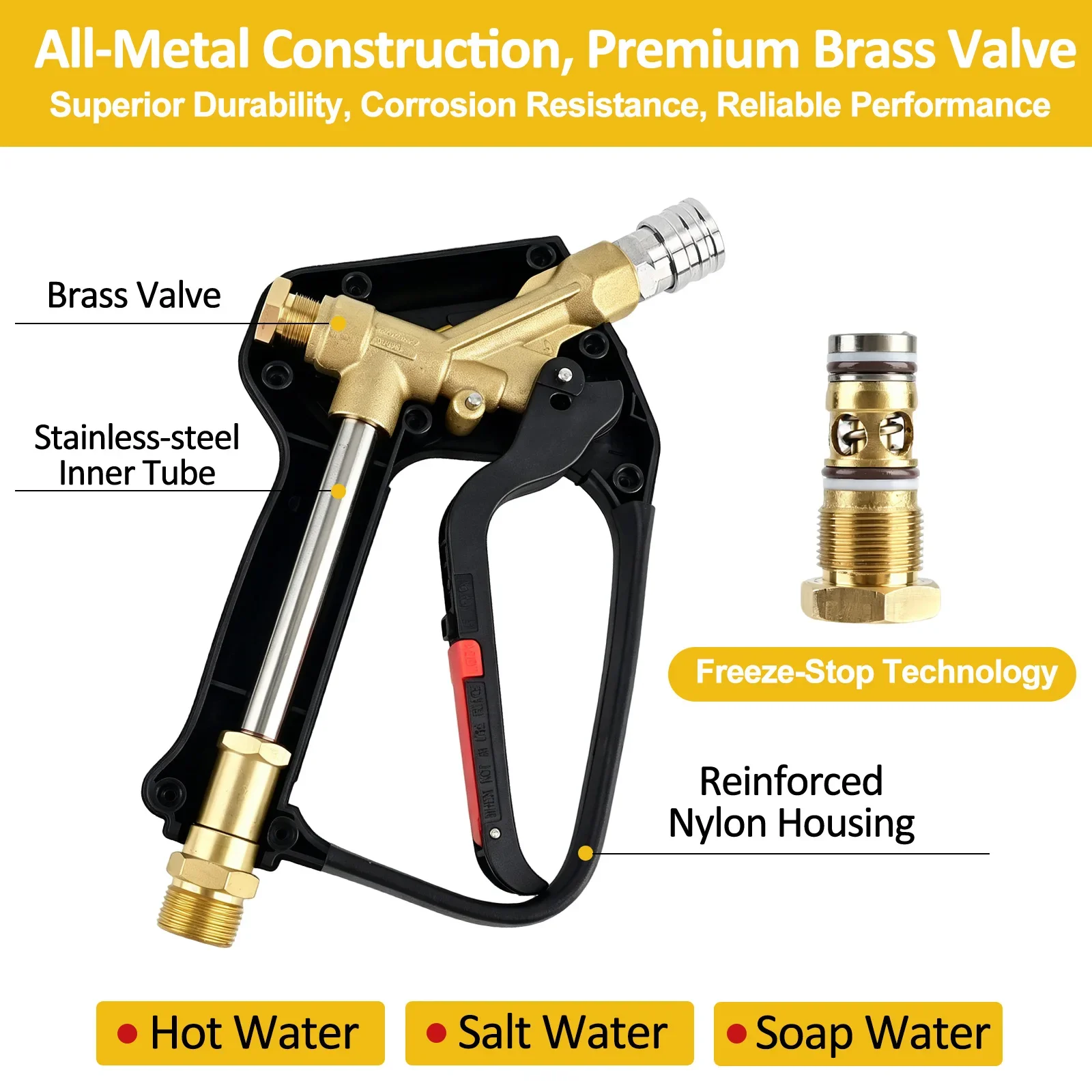 High Pressure Washer Gun with Freeze Stop Anti-Freeze for Winter, 310 Bar, Inlet M22 Swivel, Compatible with R+M Suttner ST-2300