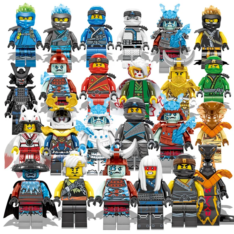 24 pezzi Ninja Figures Garmadon Jay Zane Kai Nya ylms Samukai Cole Harumi Violet Pyro Snake Morro Mini Building Block giocattolo per bambini