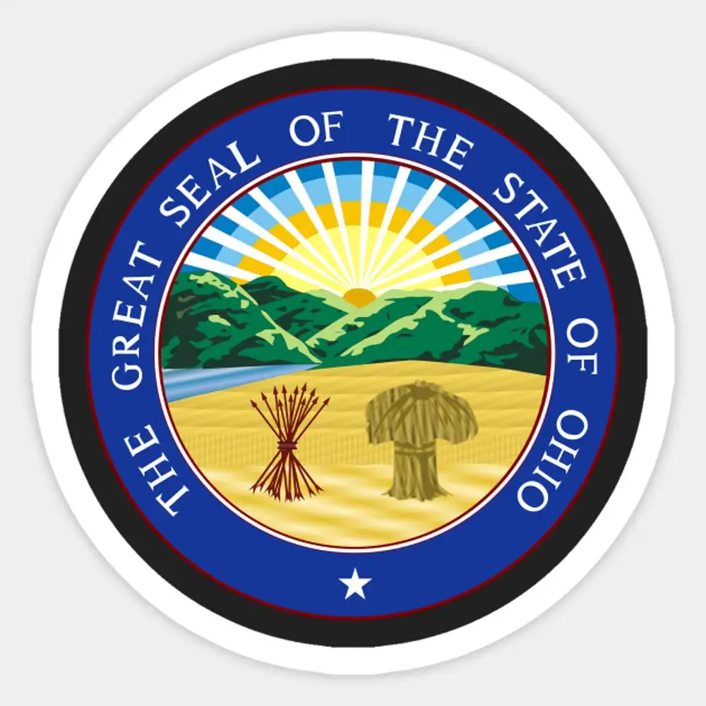 

Great Seal Of The State Ohio Sticker for Laptop Decor Bedroom Car Cute Cartoon Art Fashionable Public Suitcase