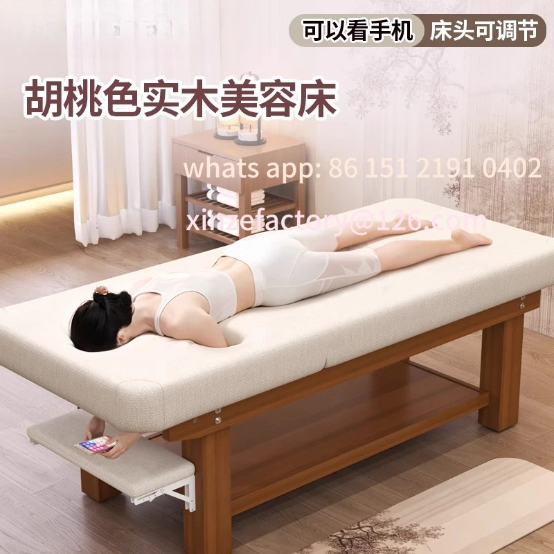 

Customizable Solid wood bed TCM massage Beauty Ear picking embroidery Clinic treatment Physiotherapy bed Moxibustion