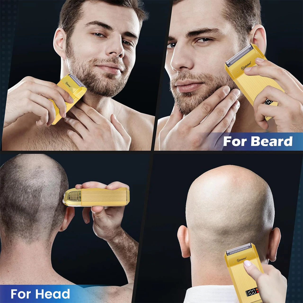 Hatteker 3pcs Electric Hair Clipper Barber Shop Oil Head Display Digital Gradient Trimmer Professional Hairdressing Scissors