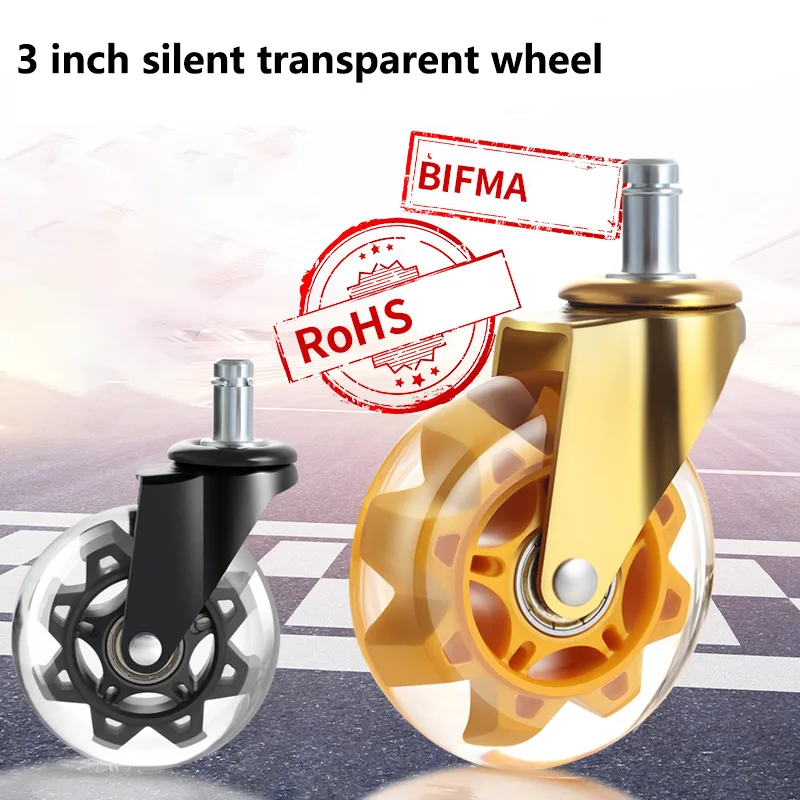 

50 Pcs 3-inch Transparent Swivel Chair Casters With Insert Rod - Universal Silent Roller Wheels For Office Chairs/gaming Chairs