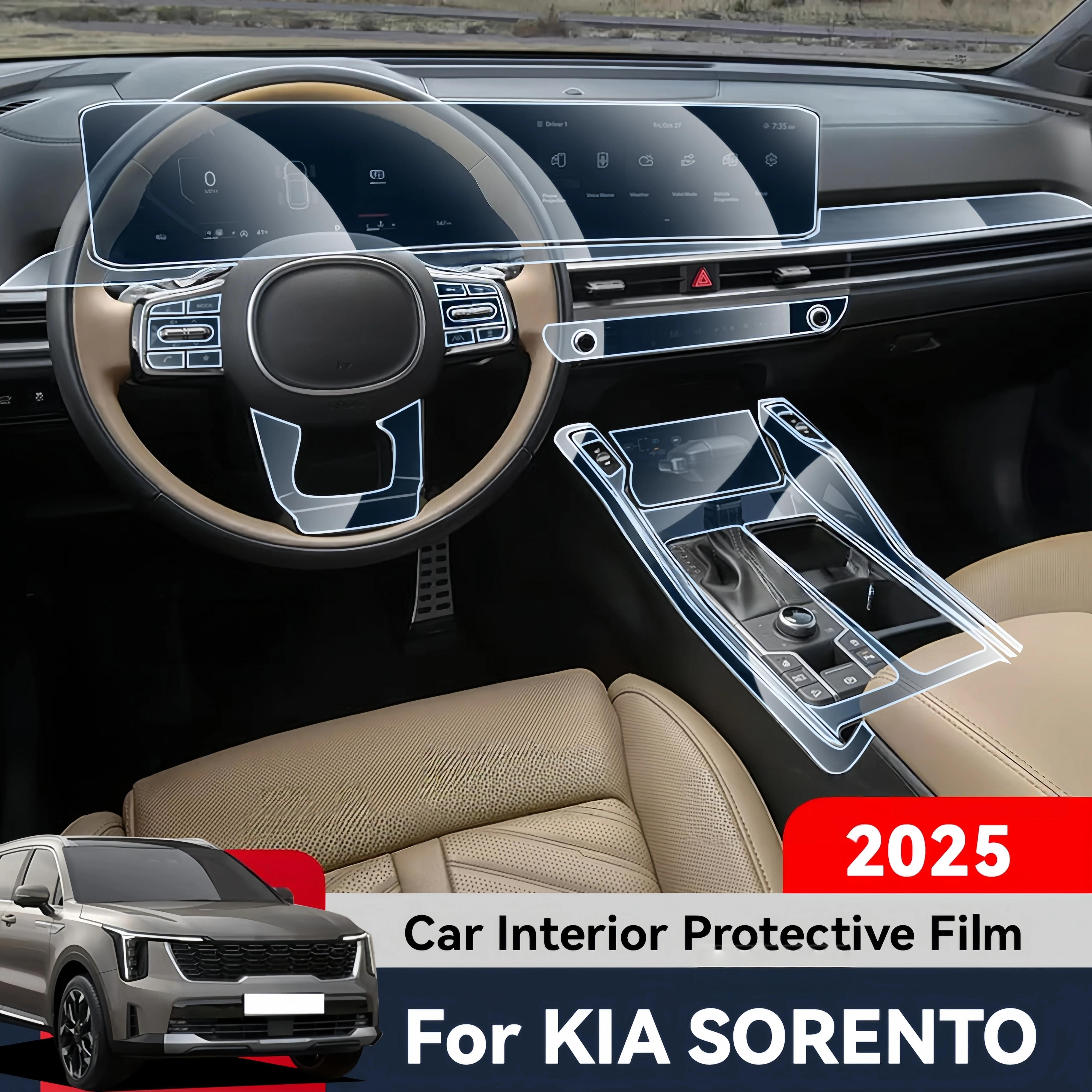 Auto Central Control Screen TPU Navigation Anti Scratch Interior Protection Film GPS Navigation For KIA SORENTO 2025