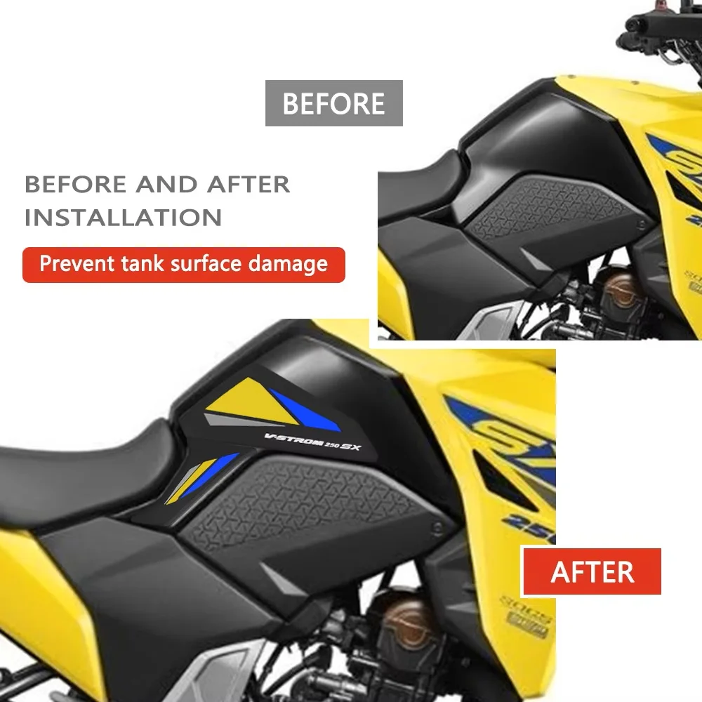 ل V-ستروم 250SX 2025 فولت ستروم 250 SX 2024 2023 دراجة نارية الجانب خزان الوقود وسادة خزان منصات حامي ملصقات قبضة وسادة تثبيت