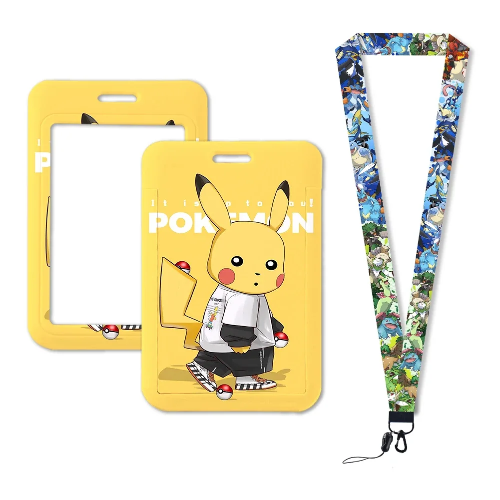 

Cartoon Anime Pokemon Pikachu Lanyards Keychain Badge Holder ID Credit Card Pass Hang Rope Card Holder Keys Accessories Gifts