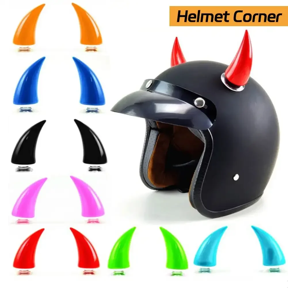 2Pcs Large Size Motorcycle Helmet Decoration Devil Horn Colorful Motorbike Bicycle Decoration Helmet Stickers Accessory