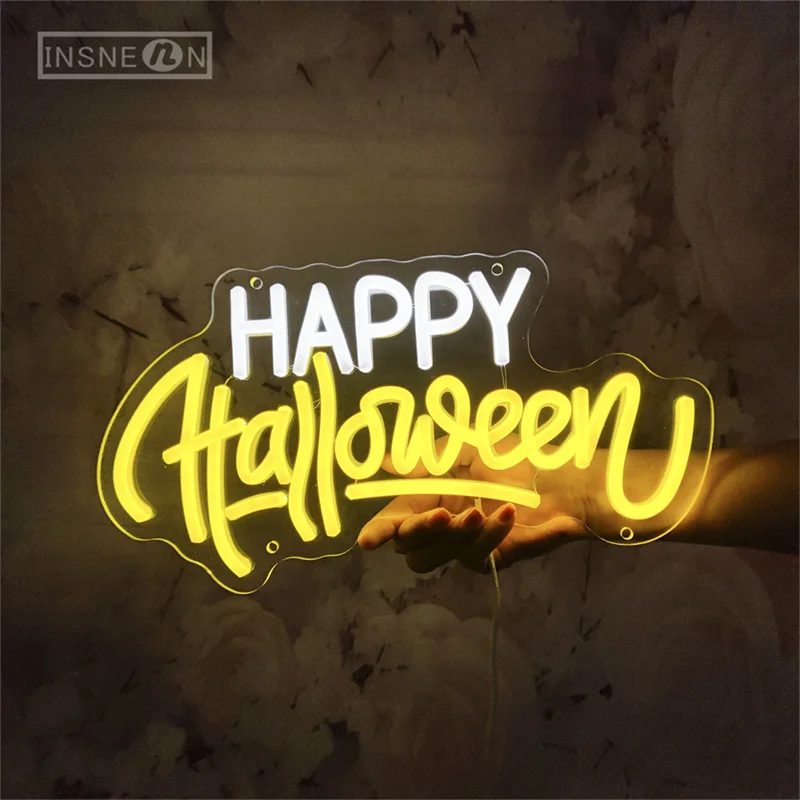 Joyeux Halloween néon LED signe Halloween mur LED décor néon signe personnalisé fête mur Art décoration cadeaux personnalisés veilleuse
