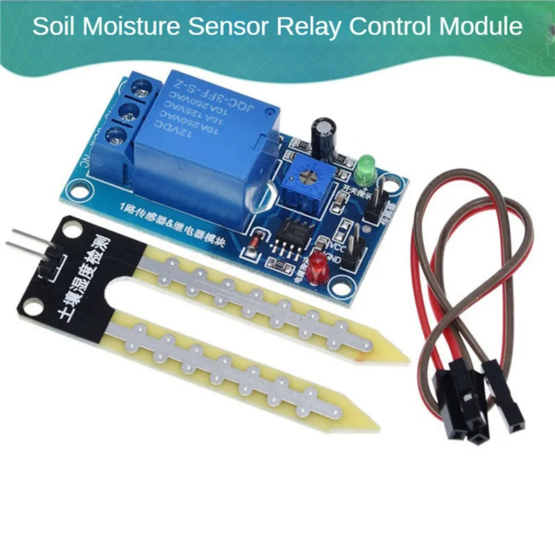 ABGI-3X DC 12V Soil Moisture Sensor Relay Control Module Automatic Watering Of The Humidity Starting Switch