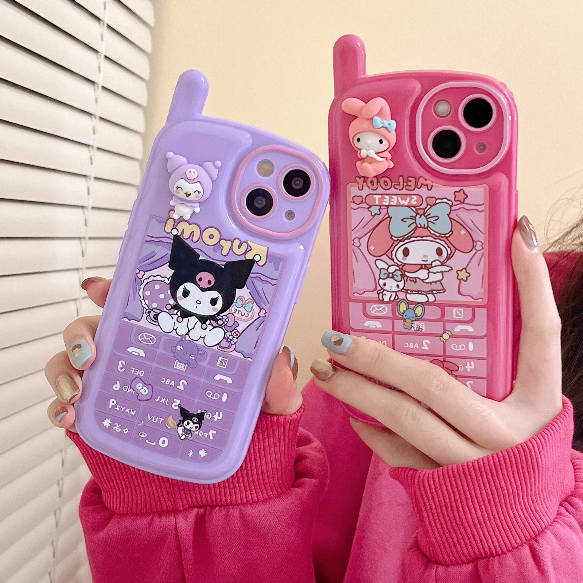 Женский противоударный чехол для телефона Sanrio Kawaii My Melody Kuromi Style iPhone 14 13 12 11 Pro X XR XS MAX Plus