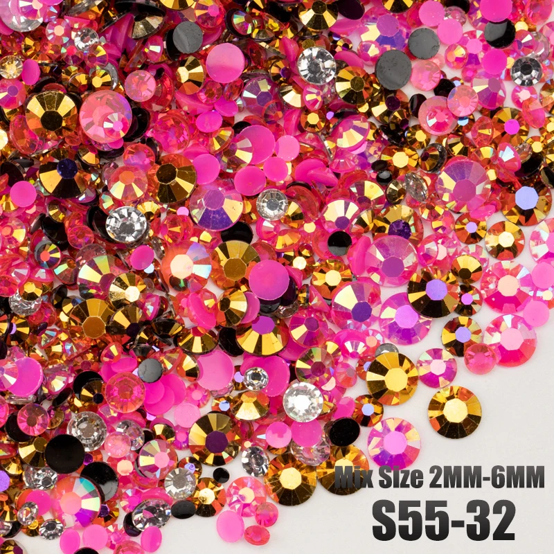VDD 30/100g Neue Mischgröße 2-6mm Harz-Strasssteine Kristallfarbe AB Flache Rückseite für DIY-Bastelarbeiten, Nagelkunst-Dekorationen, Großhandel – Detail 37