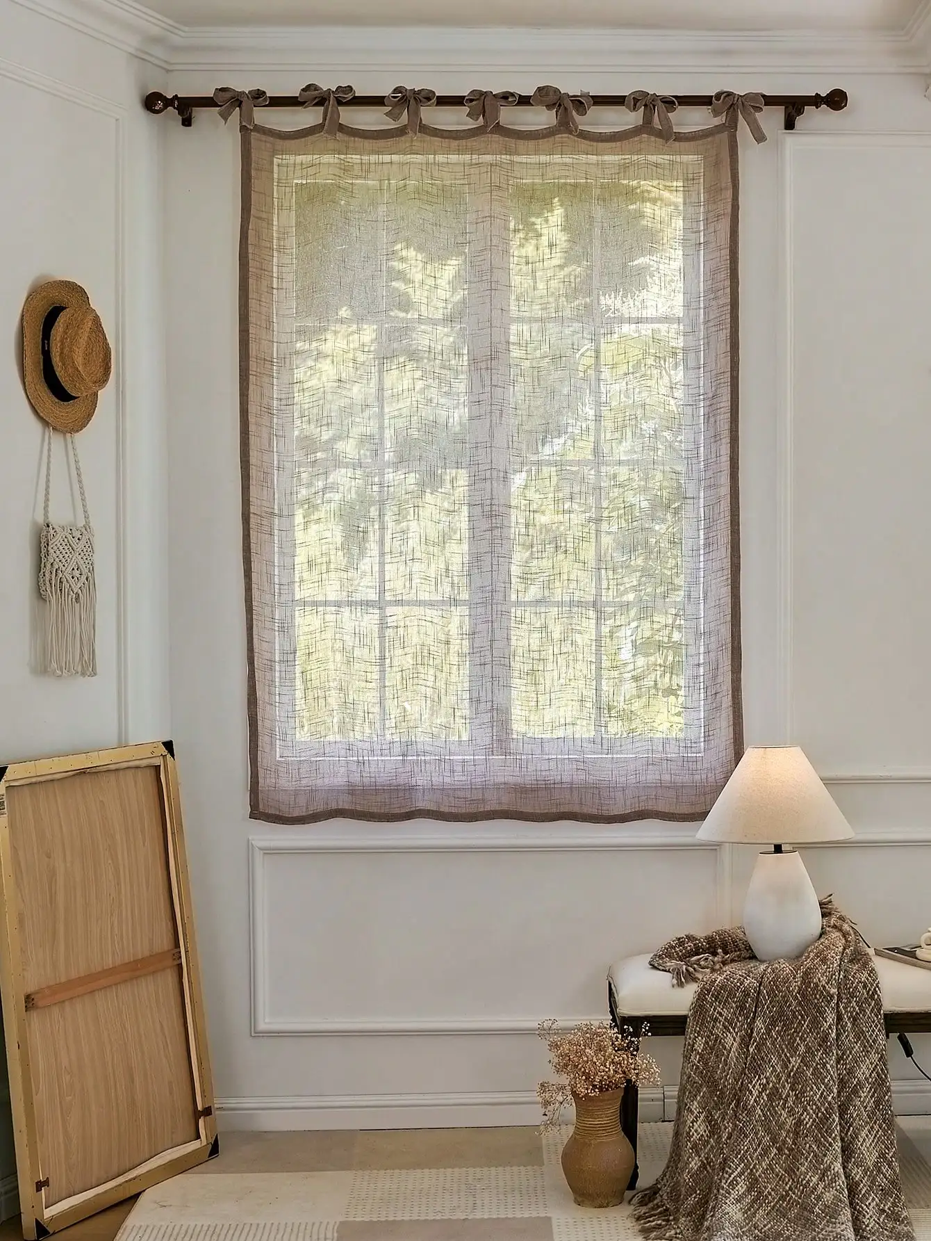 Japanese style linen foreign trade minimalist curtains, bedrooms, halls, kitchens, translucent half cut door curtains