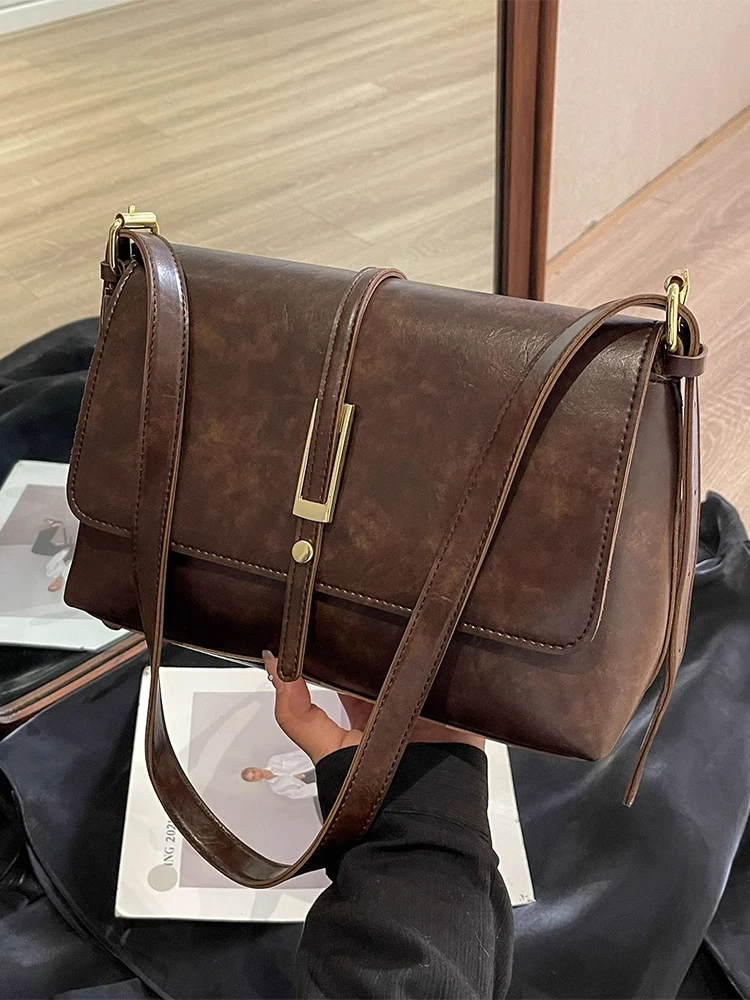 Retro Large Capaci Commuter Bag Women's Casual Crossbody Square oulder Bag Faionable Autumn Winter Handbag