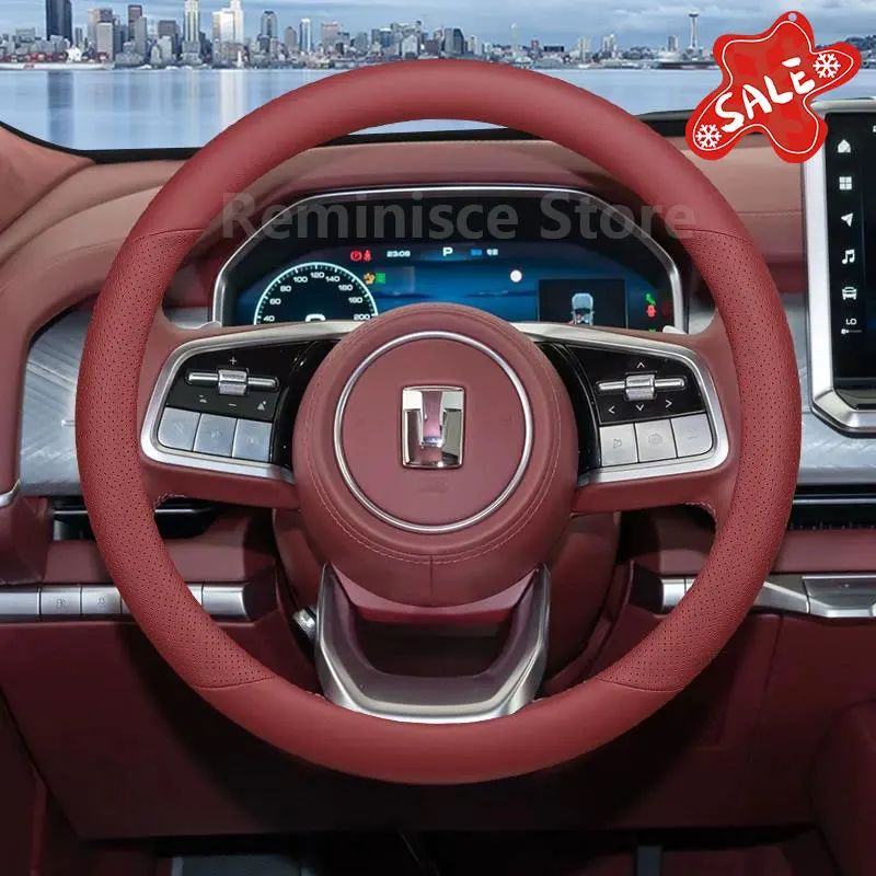 Non-slip Leather Car Steering Wheel Cover For GWM Tank 300 400 500 700 2025 2026 Car Styling Auto Interior TANK 300 Accessories 4