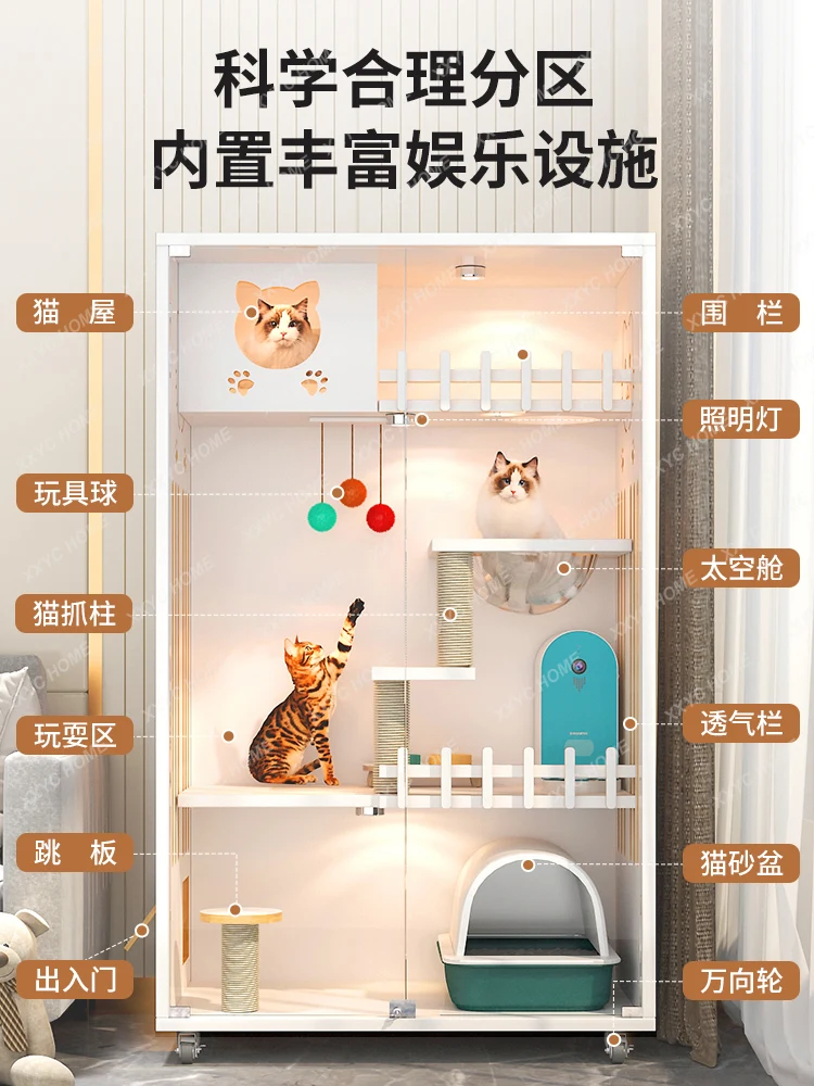 Cat nest Cat villa Household indoor large space Cat house Ventilated and breathable  house  house Solid wood  cage