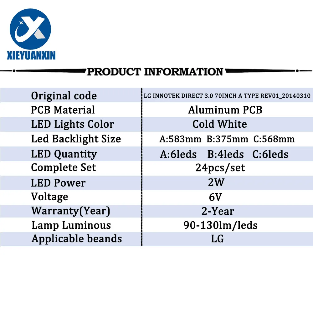 6V 24pcs LED Backlight Tv Spare Parts Pairs For LIG 70LB INNOTEK DIRECT 3.0 70INCH 70GB7200 70LB650V 70LB7100 70GB6500