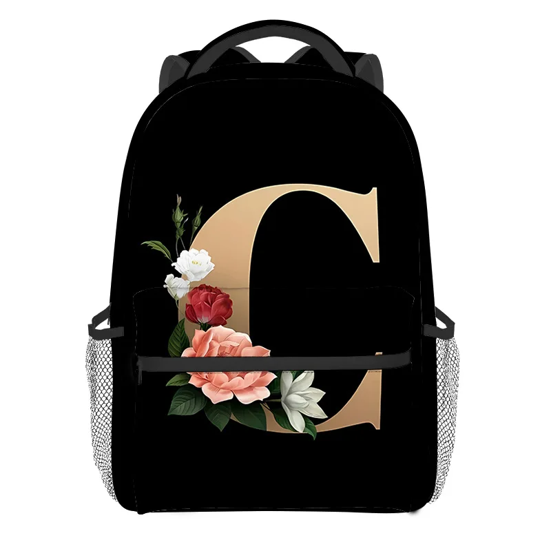 

Молодежные школьные сумки Kpop, унисекс, крутые дорожные сумки с цветочной буквой A-Z, оксфордские водонепроницаемые рюкзаки на плечо с 3D принтом для ноутбуков
