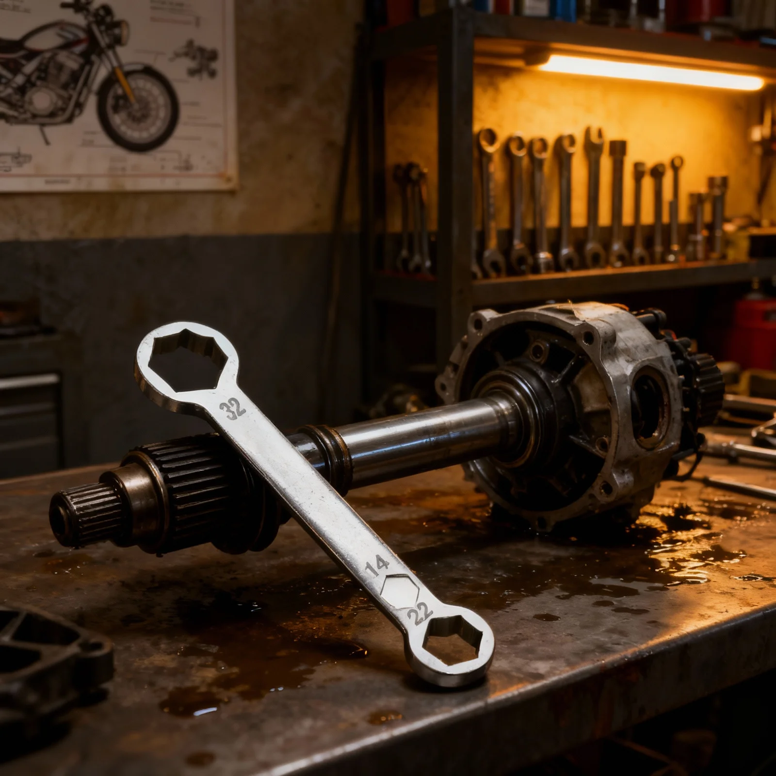 

Motorcycle Axle Wrench Set for Front Rear Wheel Removal 32Mm 22Mm 14Mm Robust Chrome Vanadium Steel Repair Tool Motorcycle