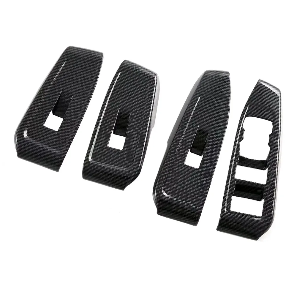 

4PS ABS Carbon Fiber Car Door Window Lift Switch Cover Trim Wooden Sticker Fit for Ford Ranger Everest 2023 2024