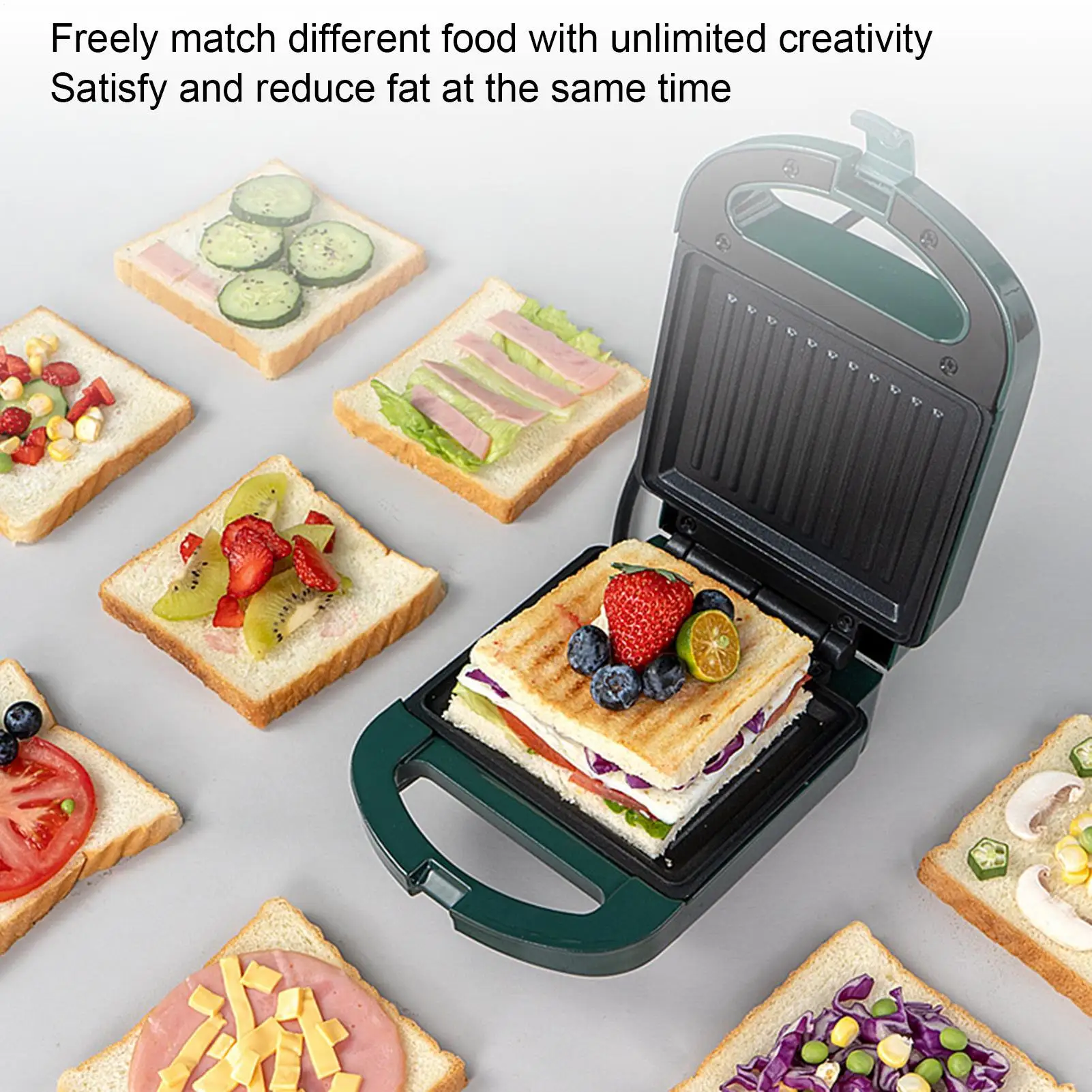 

non-stick Sandwich Maker Fast Heating Toaster Home Breakfast Making Machine Kitchen Electric Baking Pan Roast Meat Omelette