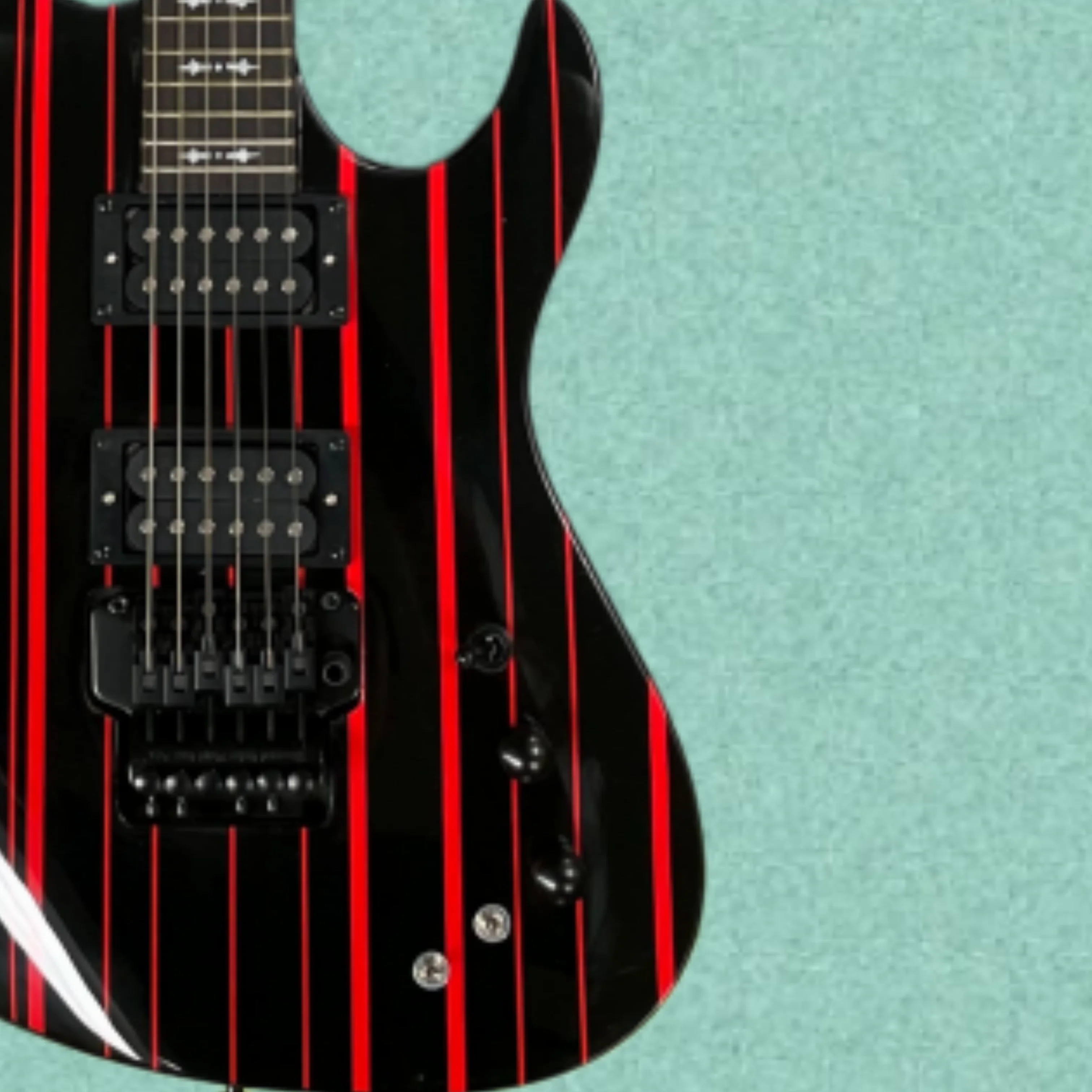 6현 블랙 일렉트릭 기타, 레드 세로 줄무늬 마감, 트 - Electric Guitar Beginner 리뷰 및 가격