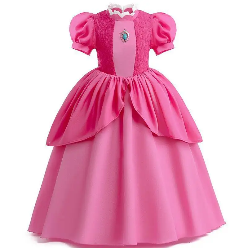 2026 Peach Dresses For Girls Cosplay Princess Costume Clothes Party Halloween Carnival Birthday Dress Kids Vestidos 2-10Yrs