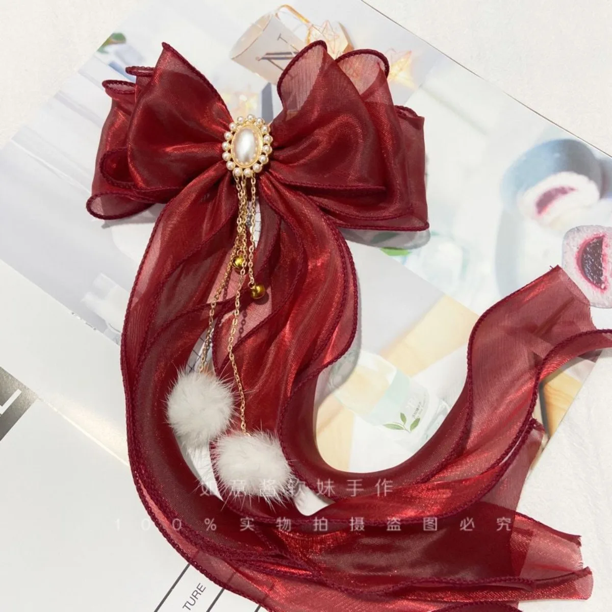 Japanese Lolita Hair Accessories Multicolor Large Bow JK Princess Design Hanfu Wedding Bride Stage Fairy Daily