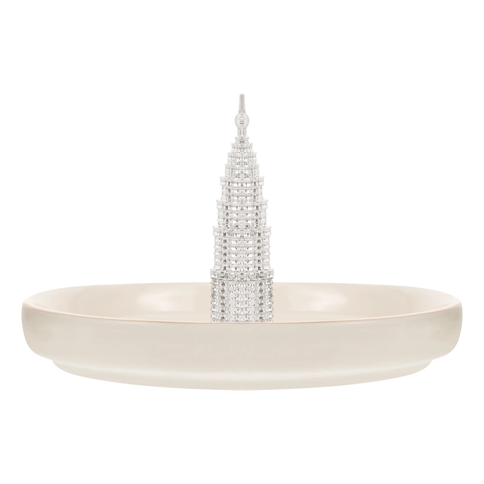 

Ceramic Jewelry Tray Iron Tower Design Decorative Ring Dish Necklace Holder Organizer Plate for Desktop Dresser Storage Display