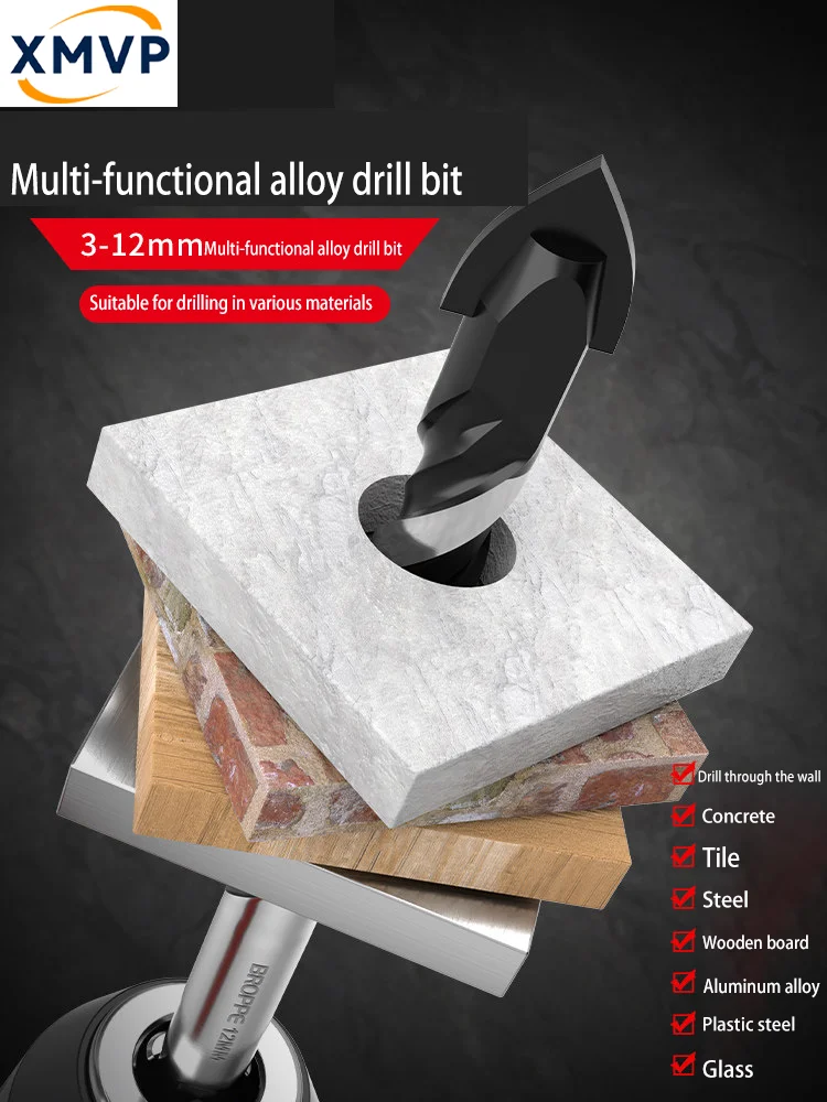 

Pupai tile drill bit, concrete drilling, Bawang Drill, electric drill, 6mm alloy triangular drill, glass and cement drilling